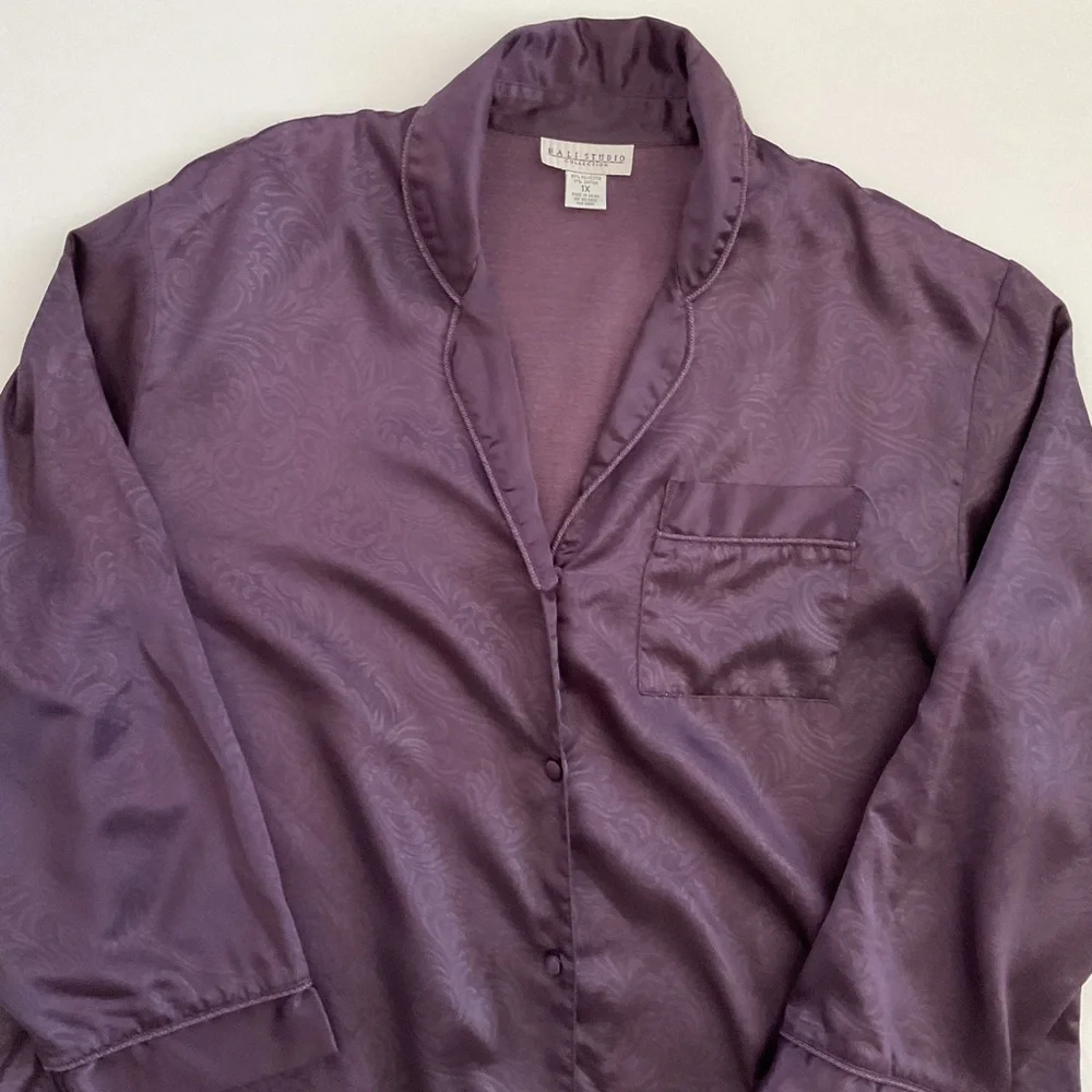 Bali Studio Nightshirt Purple Silky Size 1X